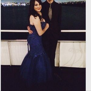 Royal Blue Strapless Prom Dress
